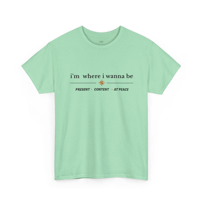 Present • Content • At Peace – Unisex Cotton Graphic Tee