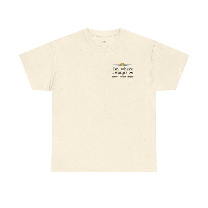 Minimalist 'i'm where i wanna be' Pocket Tee — Relaxed White Graphic T-Shirt