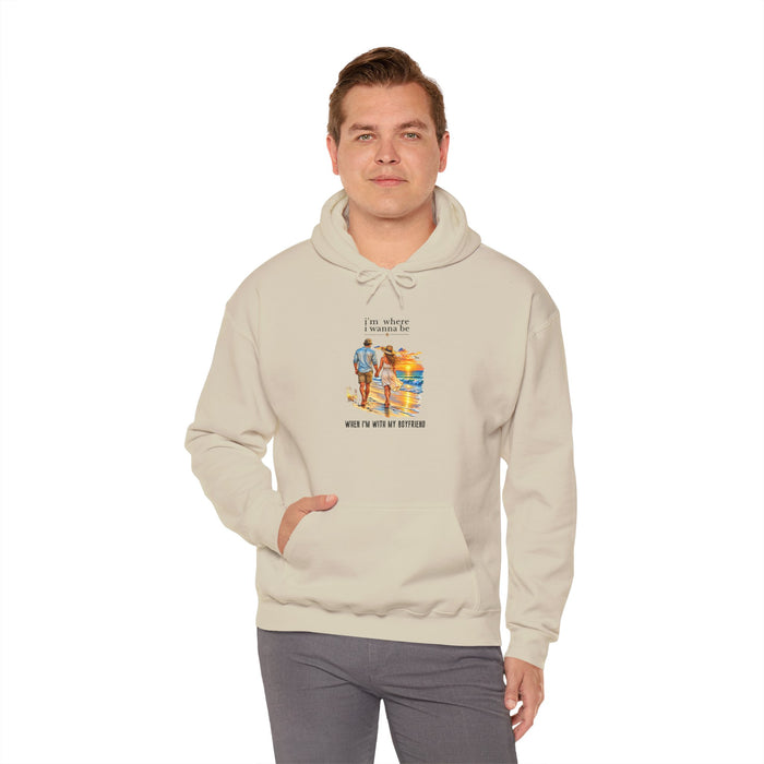 ‘I’m Where I’m Wanna Be When I'm With Ny Girlfriend’ Beach Couple Graphic Hoodie