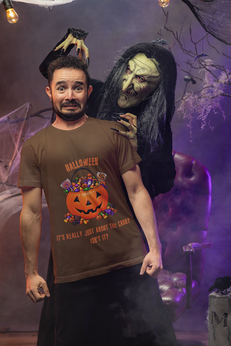 Halloween Candy Pumpkin T-Shirt — "It's Really Just About the Candy, Isn't It?"